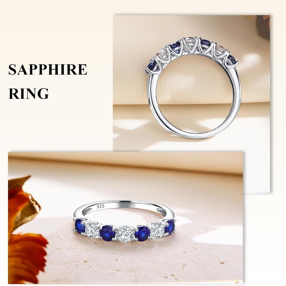 Classic Stackable Anniversary Ring With Blue Sapp… - image 3